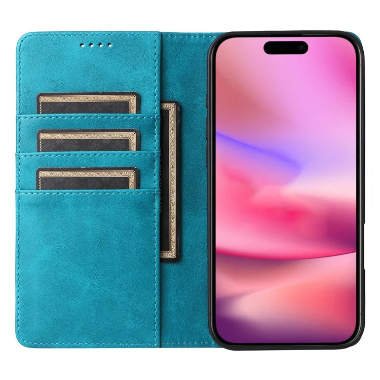 For iPhone 16 Case RFID Blocking Leather Phone Cover Magnetic Closing