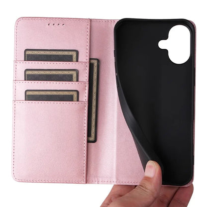For iPhone 16 Case RFID Blocking Leather Phone Cover Magnetic Closing