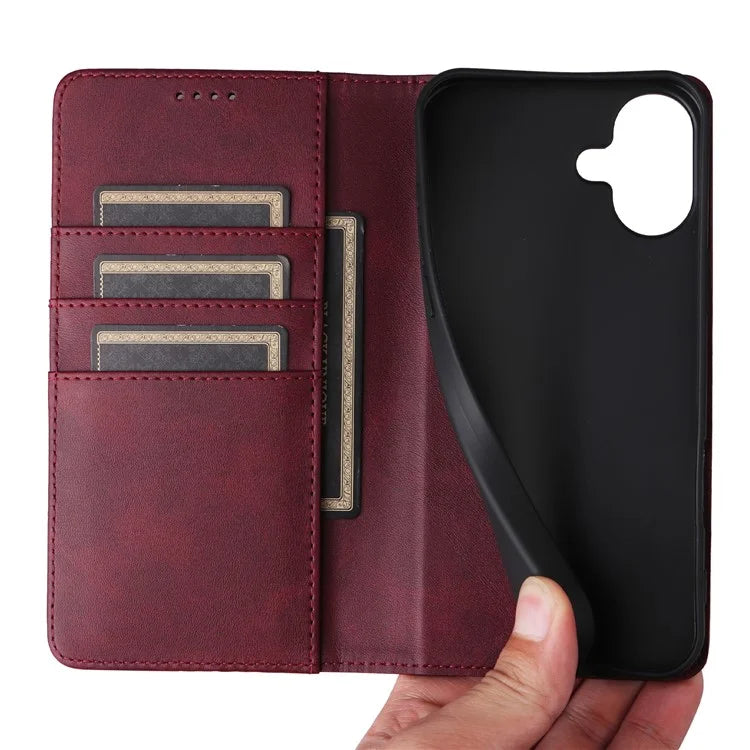 For iPhone 16 Case RFID Blocking Leather Phone Cover Magnetic Closing