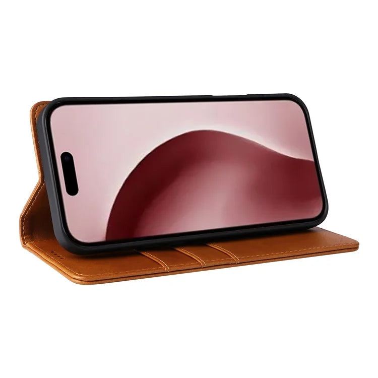 For iPhone 16 Pro Case RFID Blocking PU Leather Folio Flip Phone Cover