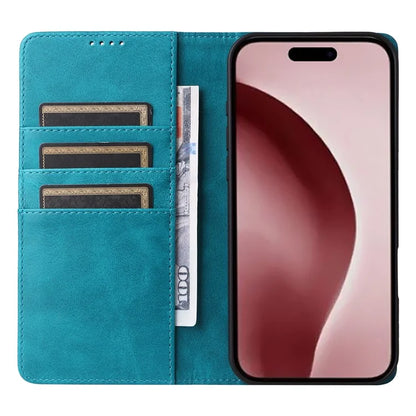 For iPhone 16 Pro Case RFID Blocking PU Leather Folio Flip Phone Cover