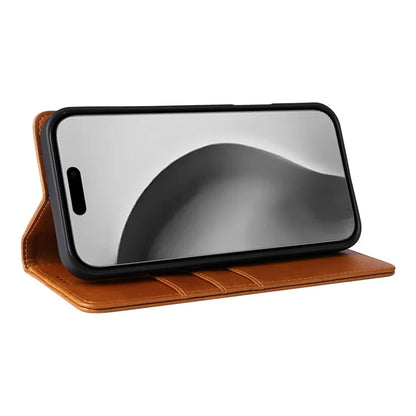For iPhone 16 Pro Max Case PU Leather RFID Blocking Phone Cover Stand View
