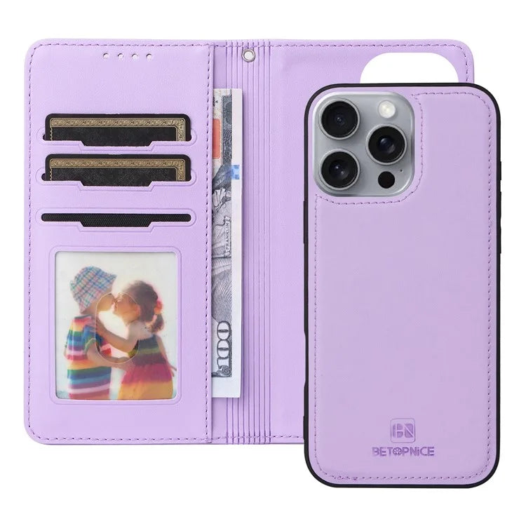 BETOPNICE 005 For iPhone 16 Pro Max Case Detachable 2-in-1 Leather Wallet Phone Cover