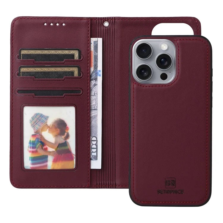 BETOPNICE 005 For iPhone 16 Pro Max Case Detachable 2-in-1 Leather Wallet Phone Cover