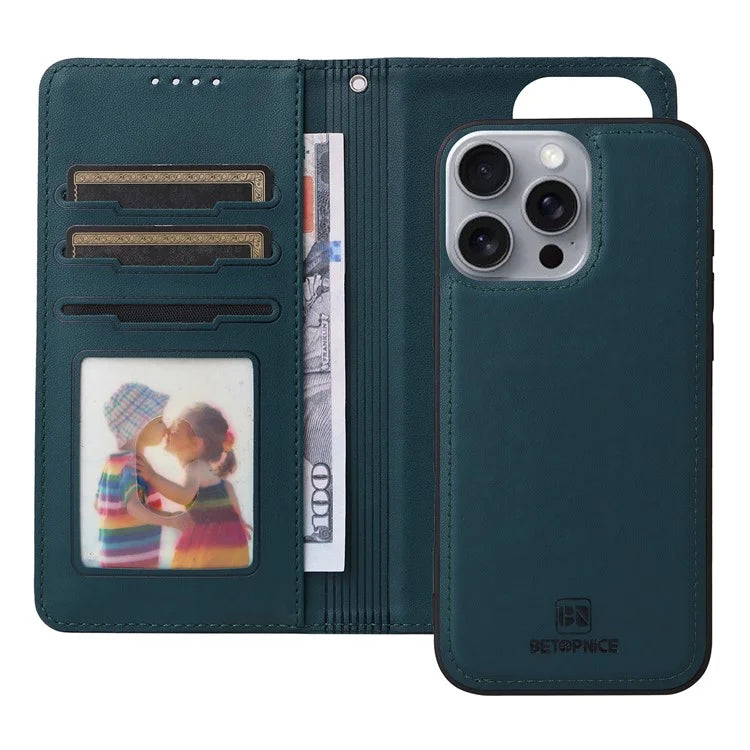 BETOPNICE 005 For iPhone 16 Pro Max Case Detachable 2-in-1 Leather Wallet Phone Cover
