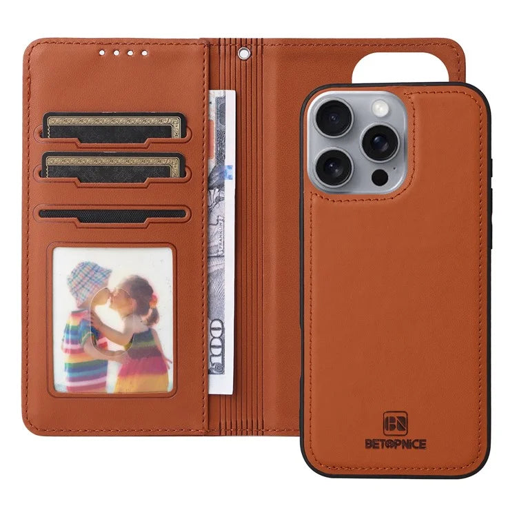 BETOPNICE 005 For iPhone 16 Pro Max Case Detachable 2-in-1 Leather Wallet Phone Cover