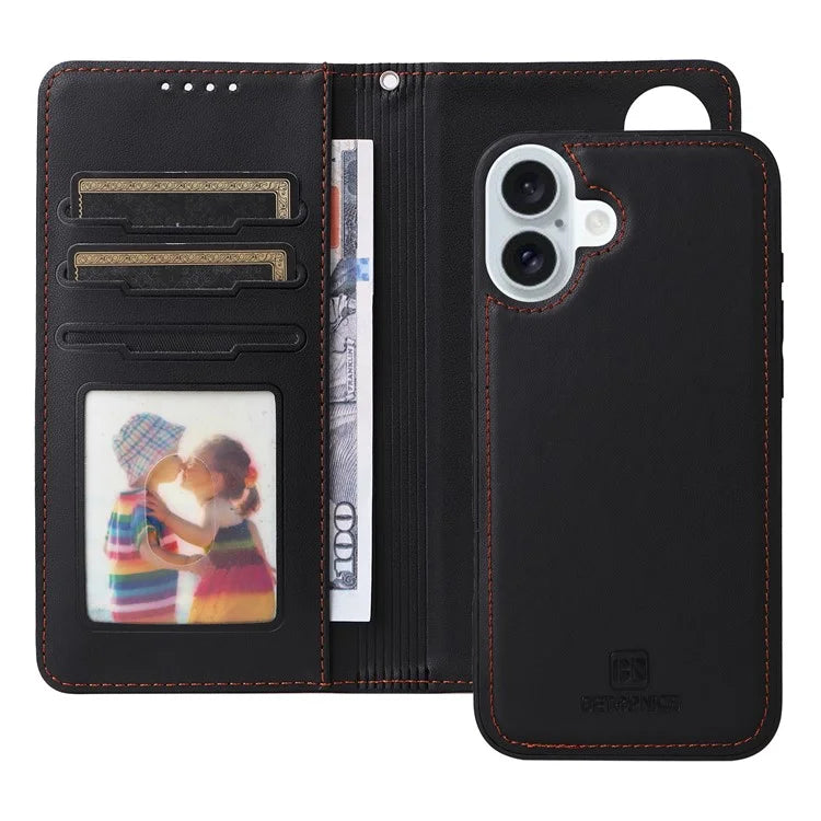 BETOPNICE 005 For iPhone 16 Plus Case PU Leather Detachable Phone Cover