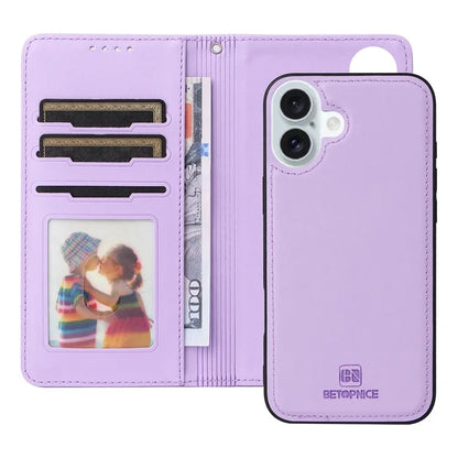 BETOPNICE 005 For iPhone 16 Plus Case PU Leather Detachable Phone Cover