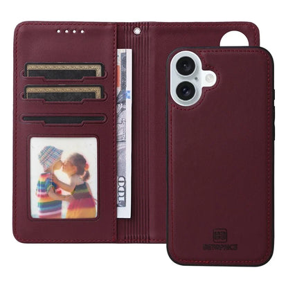 BETOPNICE 005 For iPhone 16 Plus Case PU Leather Detachable Phone Cover