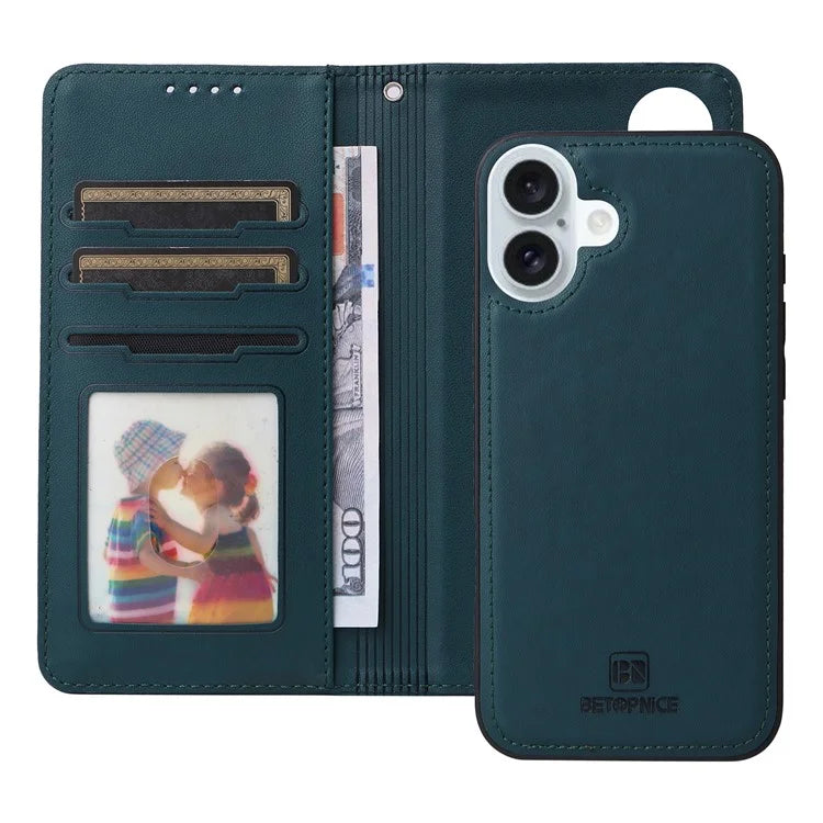 BETOPNICE 005 For iPhone 16 Plus Case PU Leather Detachable Phone Cover