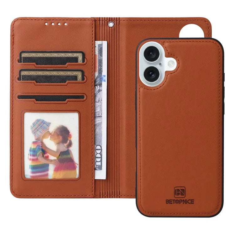 BETOPNICE 005 For iPhone 16 Plus Case PU Leather Detachable Phone Cover