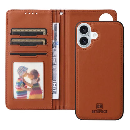 BETOPNICE 005 For iPhone 16 Plus Case PU Leather Detachable Phone Cover