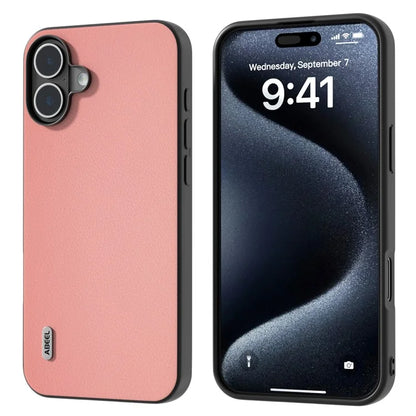 ABEEL For iPhone 16 Plus Case Anti-Scratch Genuine Cow Leather Back Phone Cover