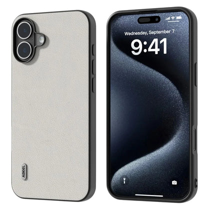 ABEEL For iPhone 16 Plus Case Anti-Scratch Genuine Cow Leather Back Phone Cover