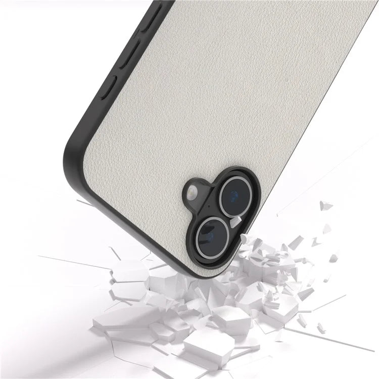 ABEEL For iPhone 16 Plus Case Anti-Scratch Genuine Cow Leather Back Phone Cover
