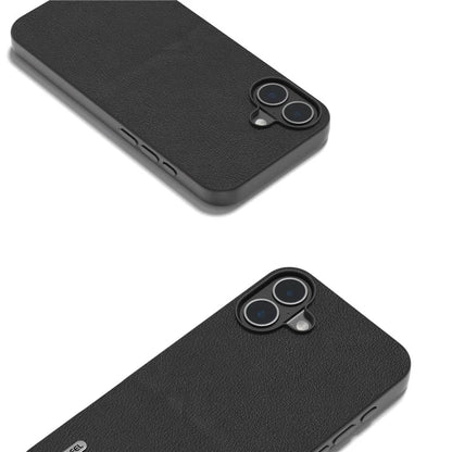ABEEL For iPhone 16 Plus Case Anti-Scratch Genuine Cow Leather Back Phone Cover