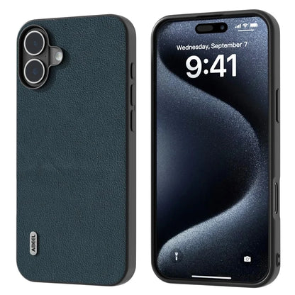 ABEEL For iPhone 16 Plus Case Anti-Scratch Genuine Cow Leather Back Phone Cover