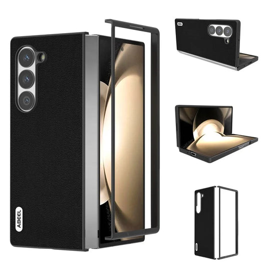 ABEEL For Samsung Galaxy Z Fold6 5G Case Genuine Cow Leather Hard PC Phone Cover