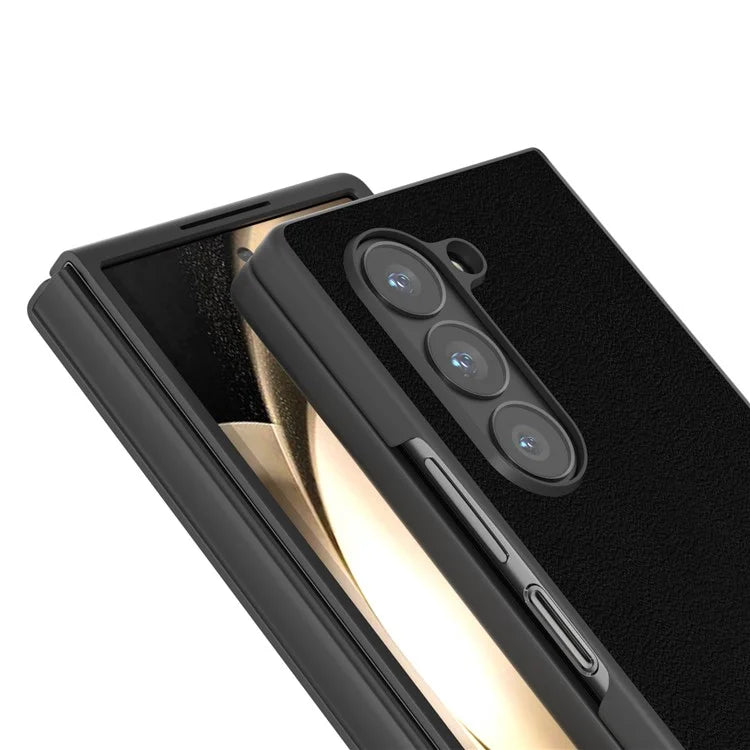 ABEEL For Samsung Galaxy Z Fold6 5G Case Genuine Cow Leather Hard PC Phone Cover