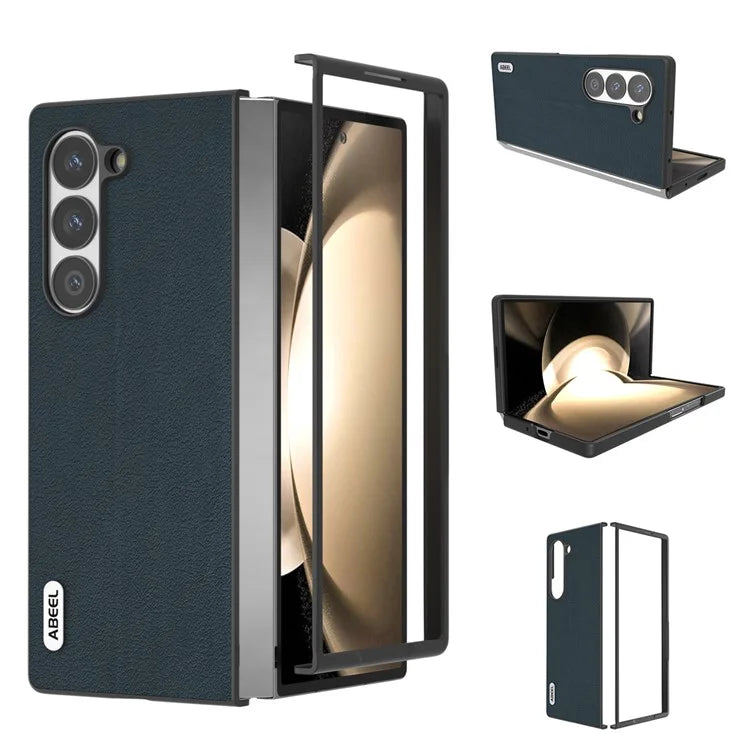 ABEEL For Samsung Galaxy Z Fold6 5G Case Genuine Cow Leather Hard PC Phone Cover