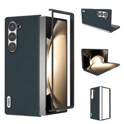 ABEEL For Samsung Galaxy Z Fold6 5G Case Genuine Cow Leather Hard PC Phone Cover