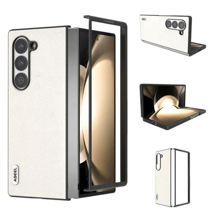 ABEEL For Samsung Galaxy Z Fold6 5G Case Genuine Cow Leather Hard PC Phone Cover