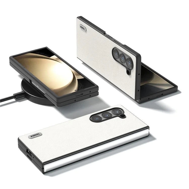 ABEEL For Samsung Galaxy Z Fold6 5G Case Genuine Cow Leather Hard PC Phone Cover