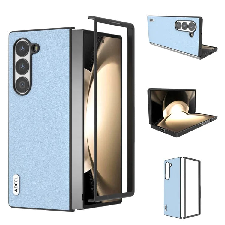 ABEEL For Samsung Galaxy Z Fold6 5G Case Genuine Cow Leather Hard PC Phone Cover