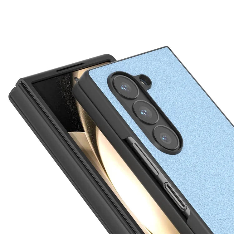 ABEEL For Samsung Galaxy Z Fold6 5G Case Genuine Cow Leather Hard PC Phone Cover