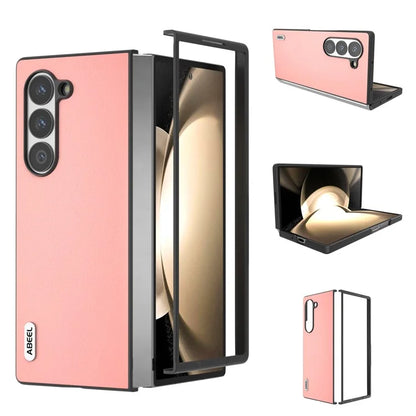 ABEEL For Samsung Galaxy Z Fold6 5G Case Genuine Cow Leather Hard PC Phone Cover