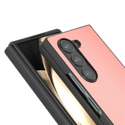 ABEEL For Samsung Galaxy Z Fold6 5G Case Genuine Cow Leather Hard PC Phone Cover