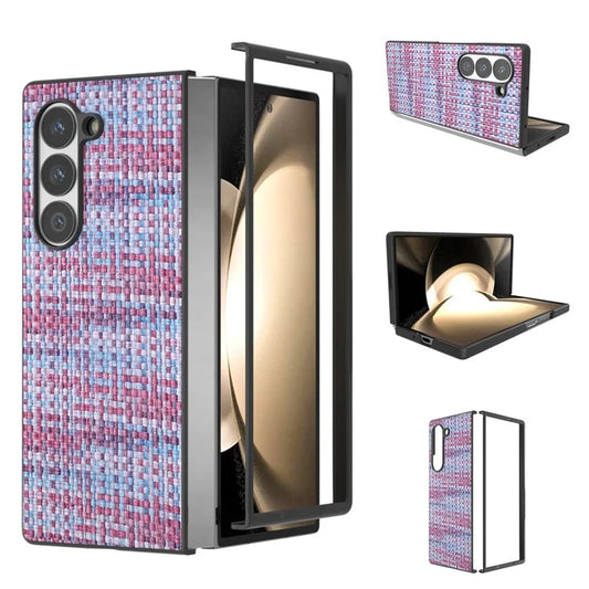 For Samsung Galaxy Z Fold6 5G Case Plaid Texture PU Leather+PC Phone Cover
