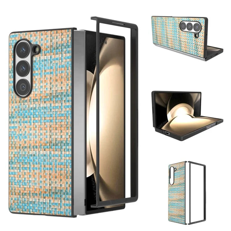 For Samsung Galaxy Z Fold6 5G Case Plaid Texture PU Leather+PC Phone Cover