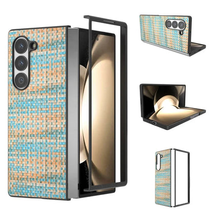 For Samsung Galaxy Z Fold6 5G Case Plaid Texture PU Leather+PC Phone Cover