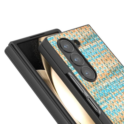 For Samsung Galaxy Z Fold6 5G Case Plaid Texture PU Leather+PC Phone Cover