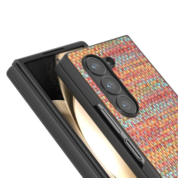 For Samsung Galaxy Z Fold6 5G Case Plaid Texture PU Leather+PC Phone Cover