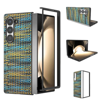 For Samsung Galaxy Z Fold6 5G Case Plaid Texture PU Leather+PC Phone Cover