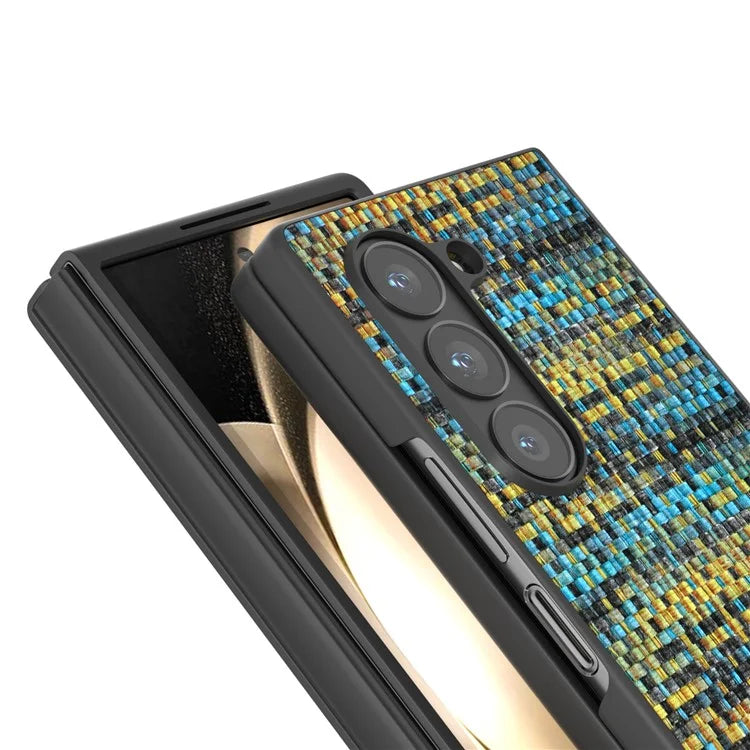 For Samsung Galaxy Z Fold6 5G Case Plaid Texture PU Leather+PC Phone Cover