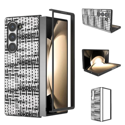 For Samsung Galaxy Z Fold6 5G Case Plaid Texture PU Leather+PC Phone Cover