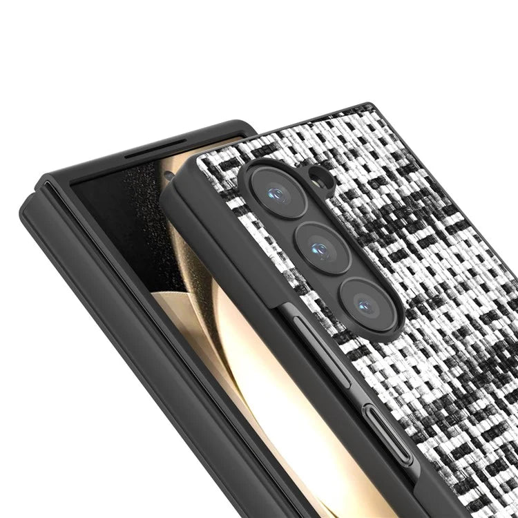 For Samsung Galaxy Z Fold6 5G Case Plaid Texture PU Leather+PC Phone Cover