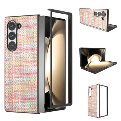 For Samsung Galaxy Z Fold6 5G Case Plaid Texture PU Leather+PC Phone Cover