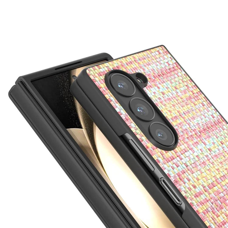 For Samsung Galaxy Z Fold6 5G Case Plaid Texture PU Leather+PC Phone Cover