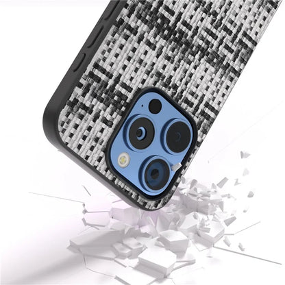 For iPhone 16 Pro Case Plaid Texture Leather+PC+TPU Anti-Scratch Phone Cover