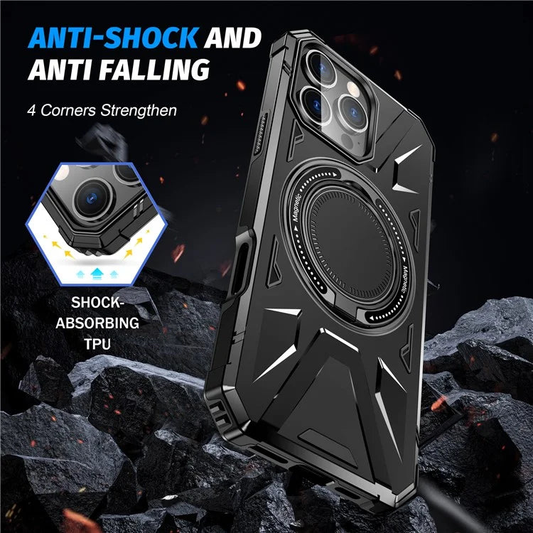 For iPhone 16 Pro Max Case Compatible with MagSafe TPU+PC Kickstand Phone Cover