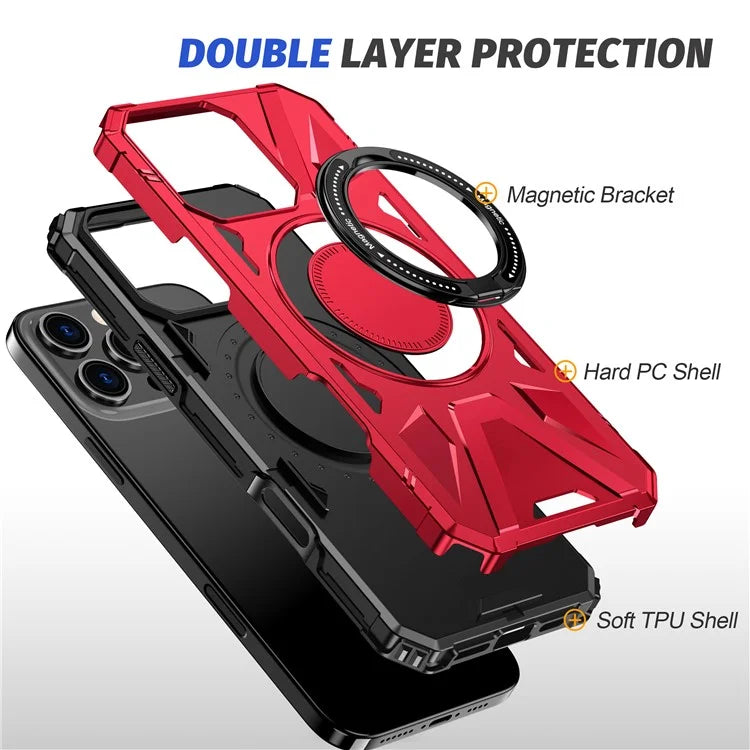 For iPhone 16 Pro Max Case Compatible with MagSafe TPU+PC Kickstand Phone Cover