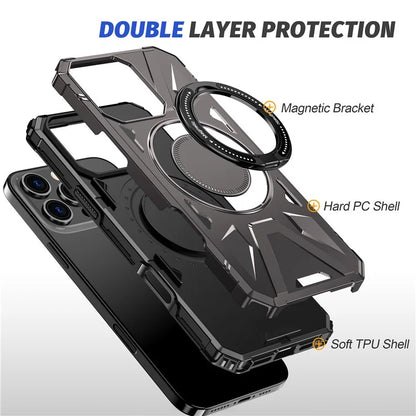 For iPhone 16 Pro Max Case Compatible with MagSafe TPU+PC Kickstand Phone Cover