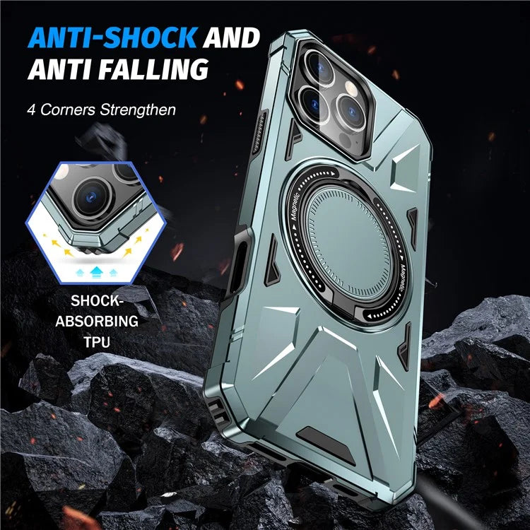 For iPhone 16 Pro Max Case Compatible with MagSafe TPU+PC Kickstand Phone Cover