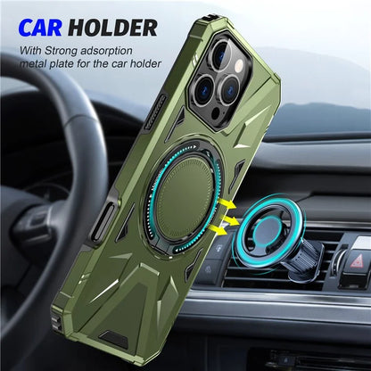 For iPhone 16 Pro Max Case Compatible with MagSafe TPU+PC Kickstand Phone Cover