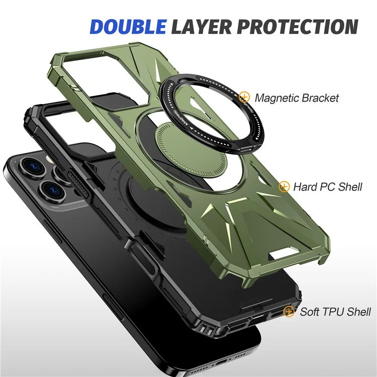 For iPhone 16 Pro Max Case Compatible with MagSafe TPU+PC Kickstand Phone Cover
