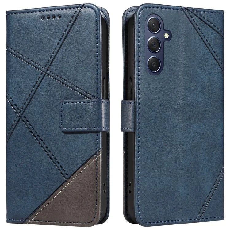 For Samsung Galaxy A35 5G Case Magnetic Clasp Leather Phone Cover Imprinted Geometric Line